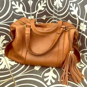 Madewell brown leather doctor bag with tassel